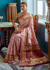 Pink Art Silk Banarasi Patola Saree Festive Wear